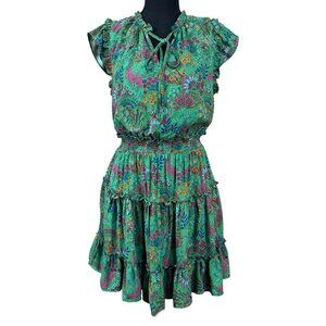 Baltic Born NWT Rio Green Multi Floral Rayon Boho Fairy Short Dress Size S
